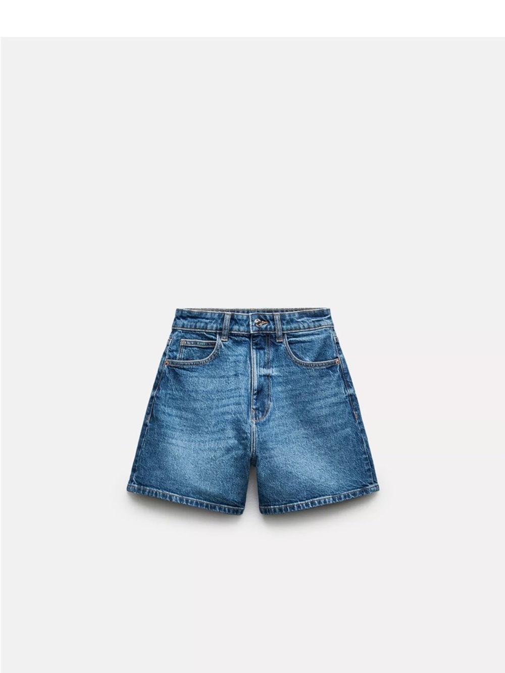 Zara Blue Denim High-Waist Mom Shorts